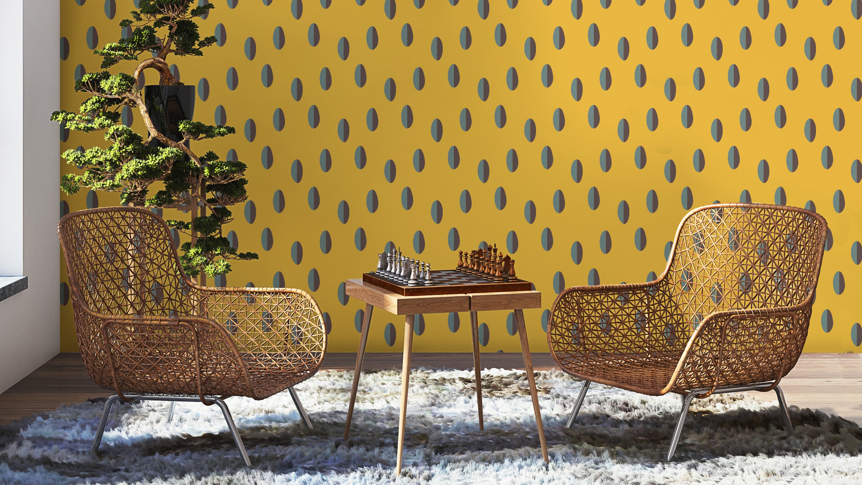 yellow polka dot wallpaper