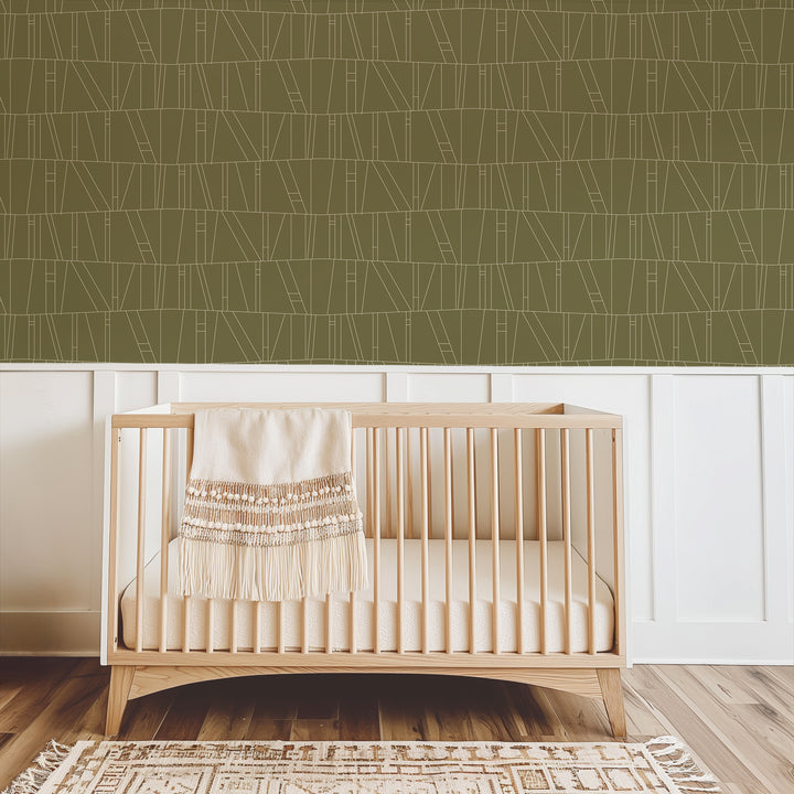 Kazi - Olive Green Wallpaper by Forbes Masters