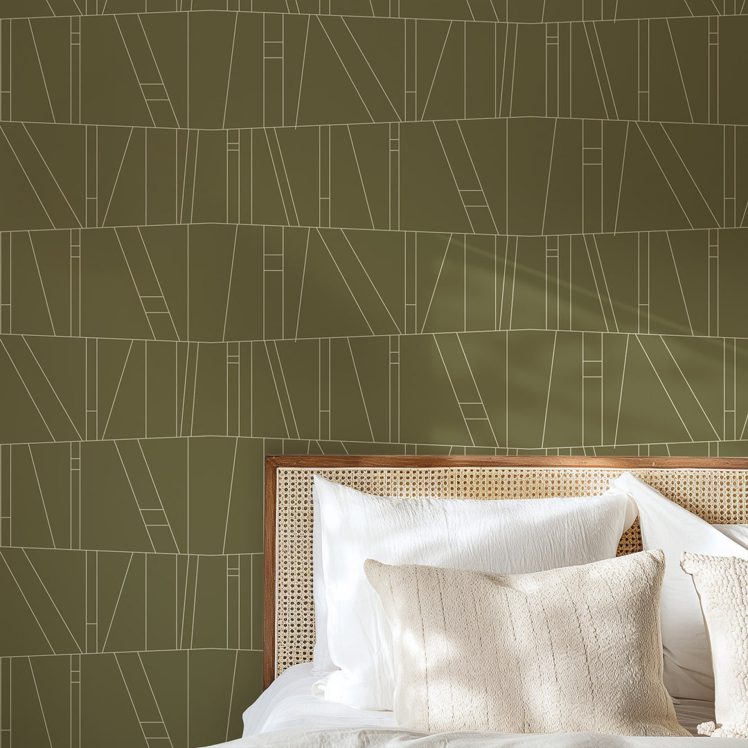 Kazi - Olive Green Wallpaper by Forbes Masters