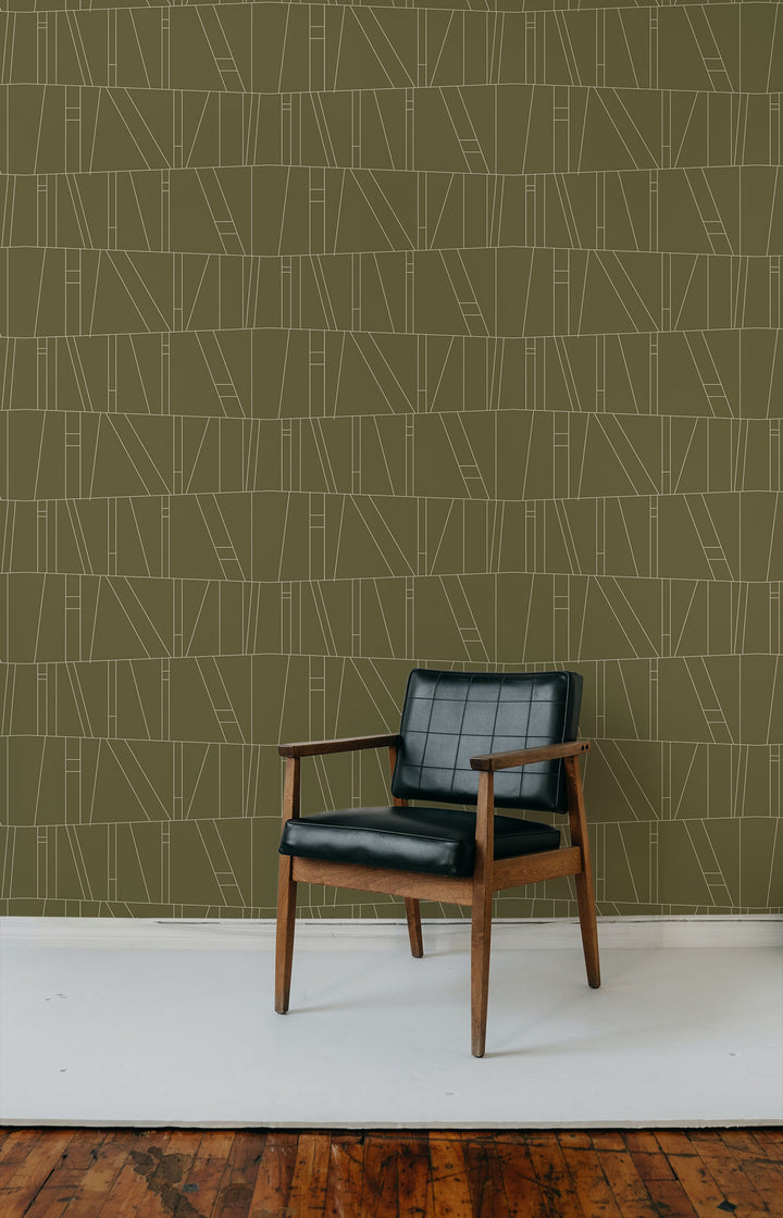 Kazi - Olive Green Wallpaper by Forbes Masters
