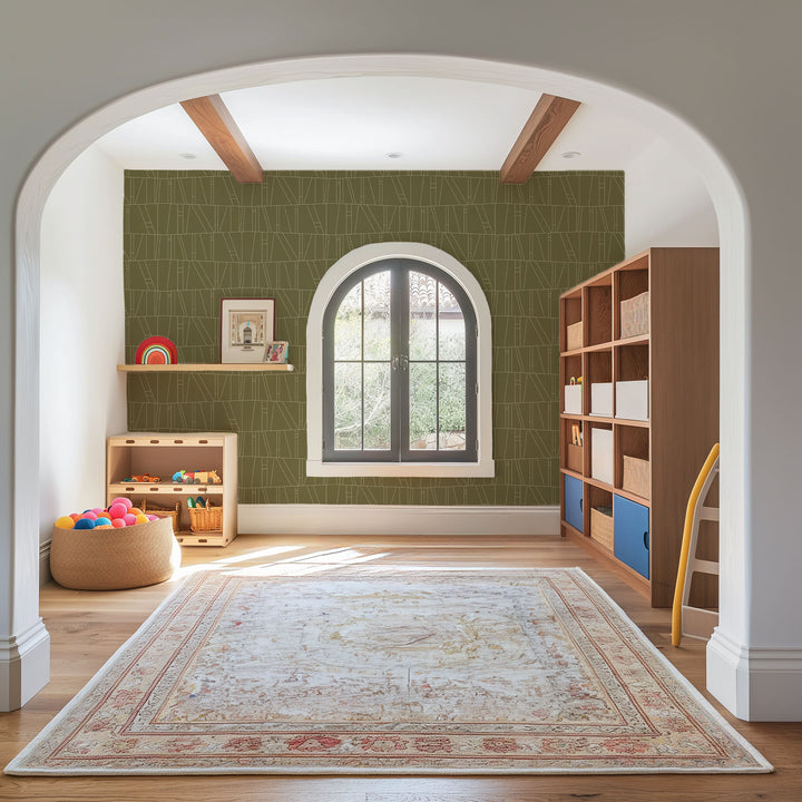 Kazi - Olive Green Wallpaper by Forbes Masters