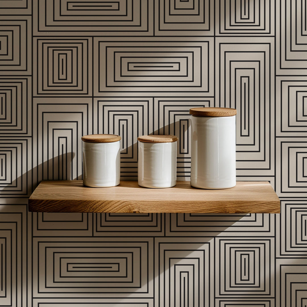 Nia - Taupe Geometric Wallpaper by Forbes Masters