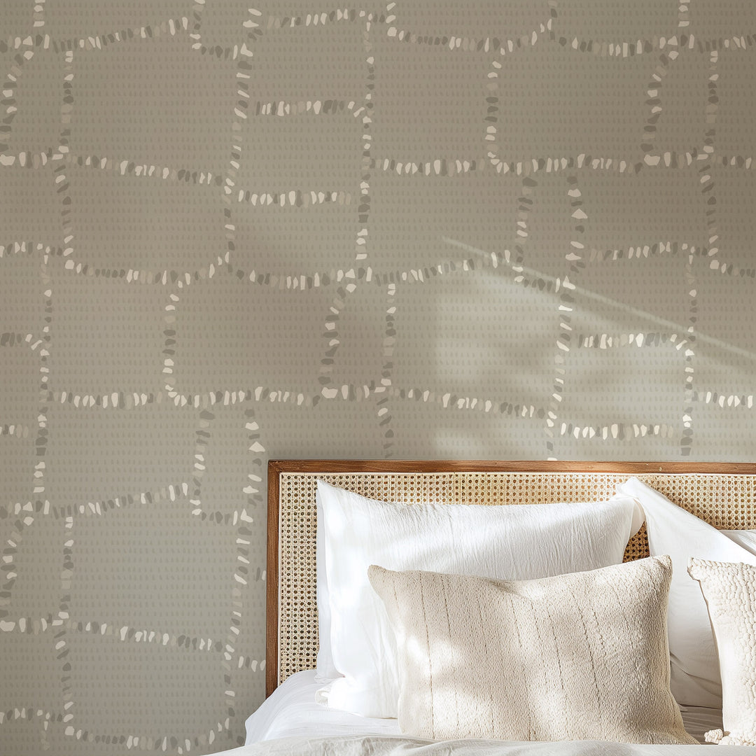 Tulum Ruins - Newsprint Gray Wallpaper by Forbes Masters