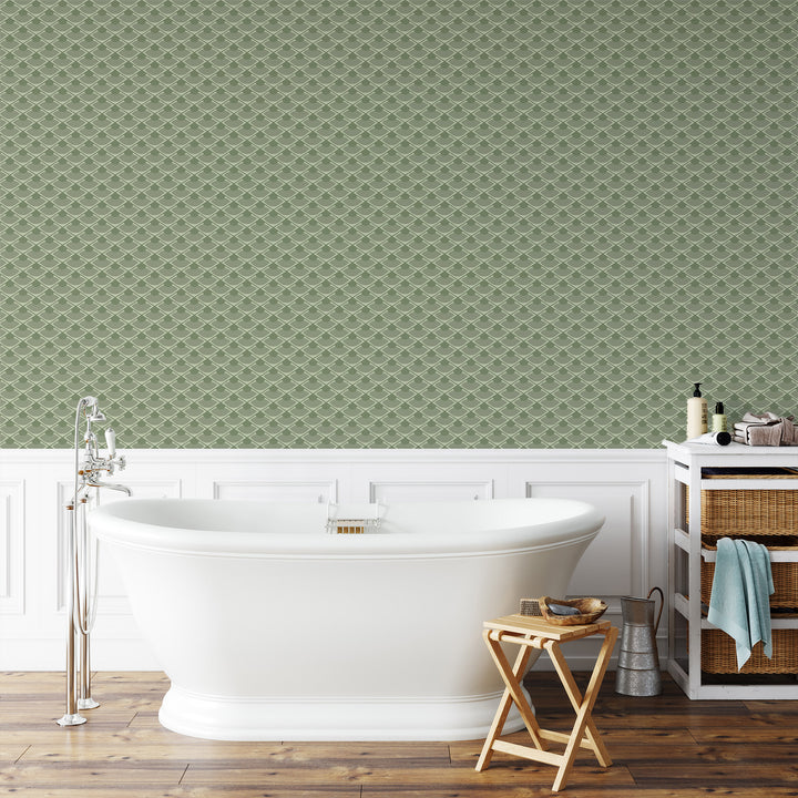Don't Be Koi - Leaf Green Wallpaper by Julianne Taylor Style