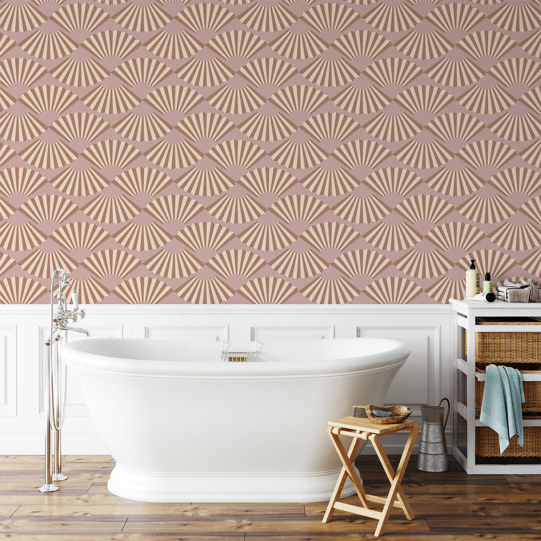 Fanning Out - Antique Rose Wallpaper by Julianne Taylor Style