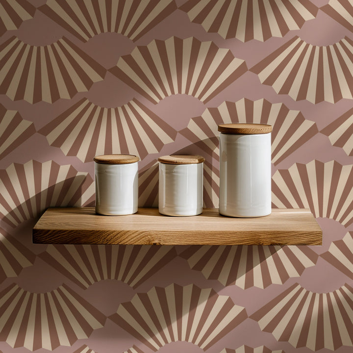 Fanning Out - Antique Rose Wallpaper by Julianne Taylor Style