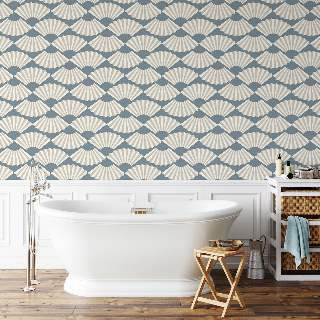 Fanning Out - High Sea Blue Wallpaper by Julianne Taylor Style