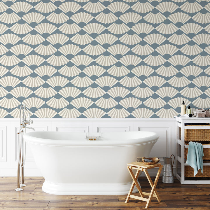 Fanning Out - High Sea Blue Wallpaper by Julianne Taylor Style