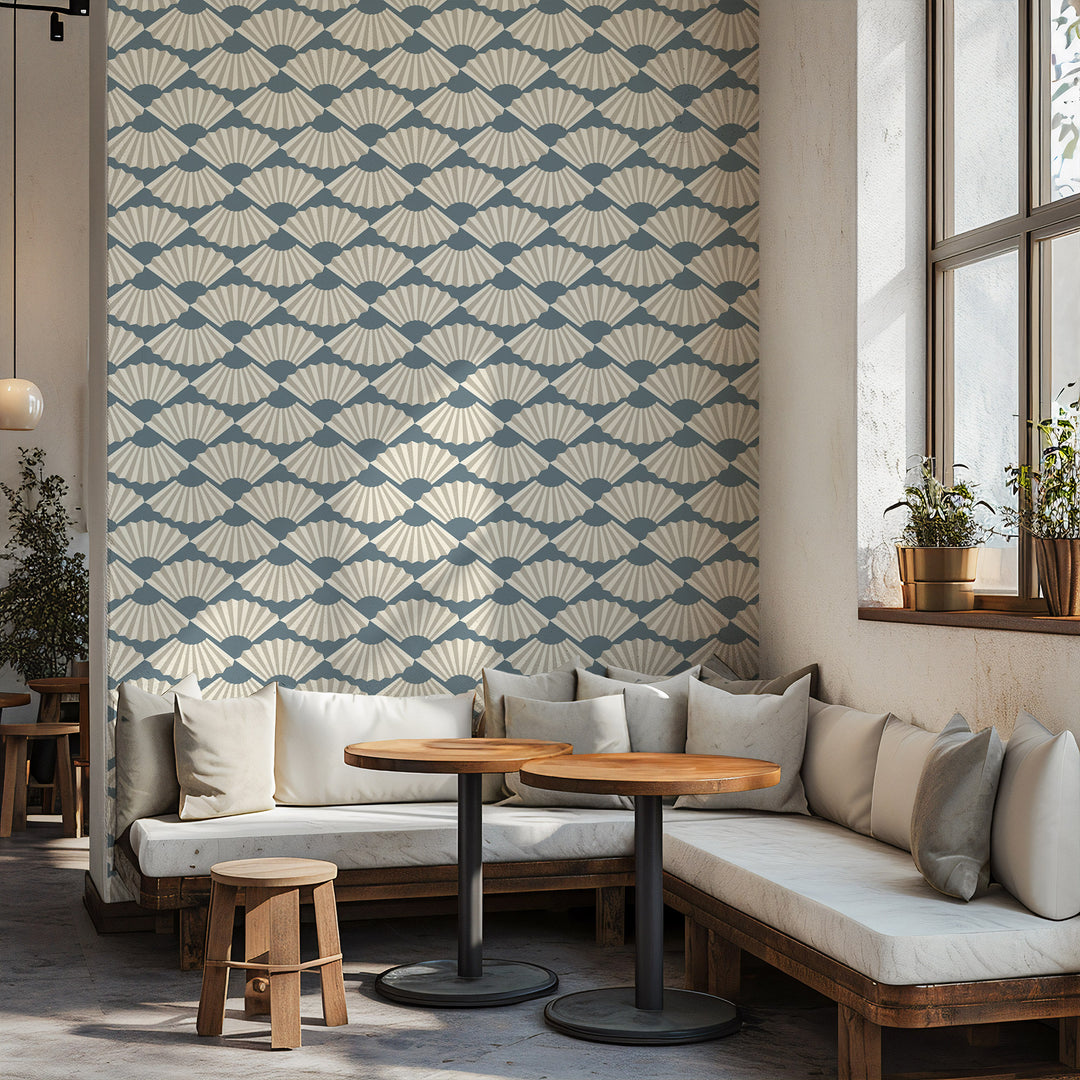 Fanning Out - High Sea Blue Wallpaper by Julianne Taylor Style