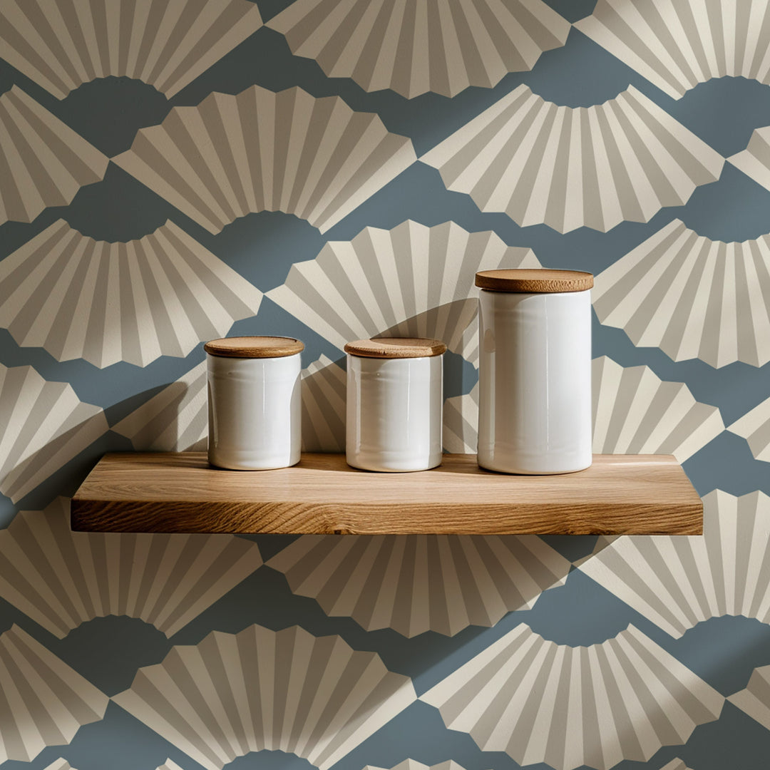 Fanning Out - High Sea Blue Wallpaper by Julianne Taylor Style