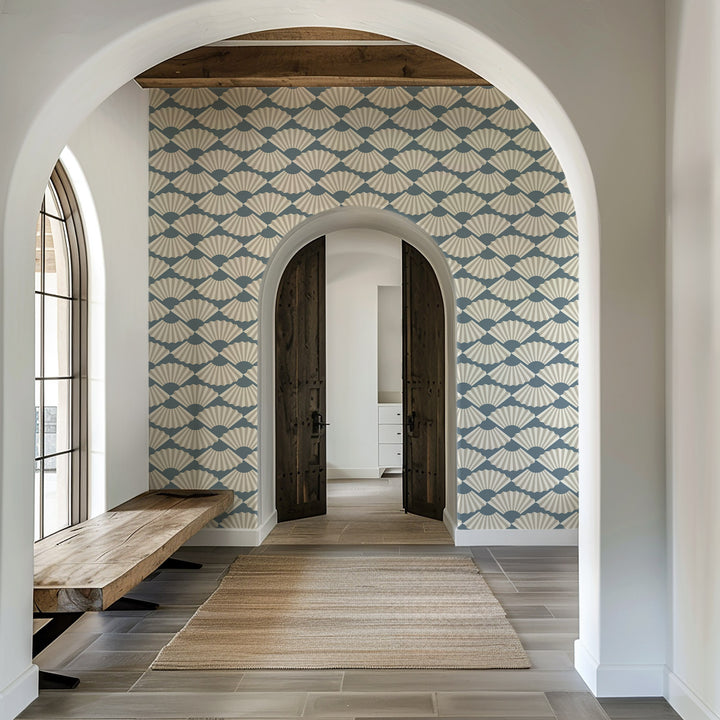 Fanning Out - High Sea Blue Wallpaper by Julianne Taylor Style