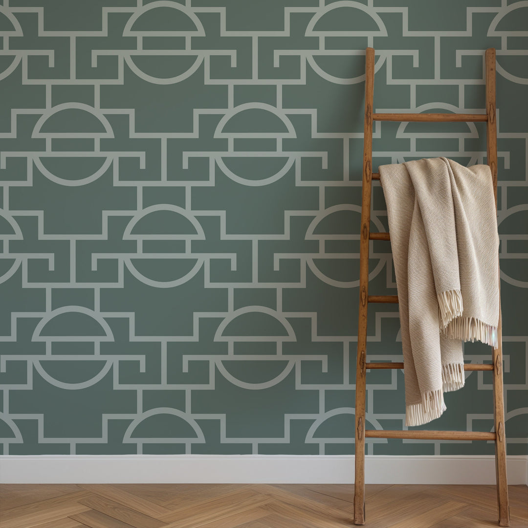 Vintage Lattice - Blue Jade Wallpaper