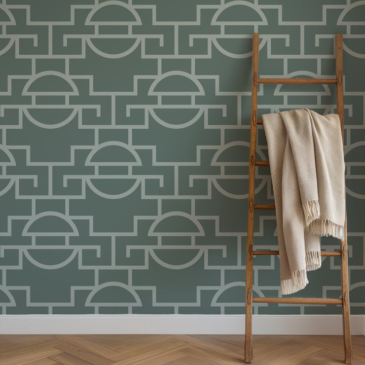 Vintage Lattice - Blue Jade Wallpaper