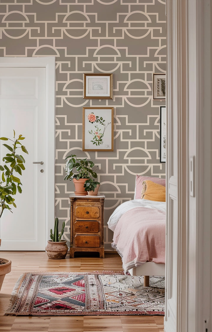 Vintage Lattice - Earthen Taupe Wallpaper