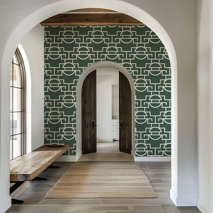 Vintage Lattice - Evergreen Wallpaper
