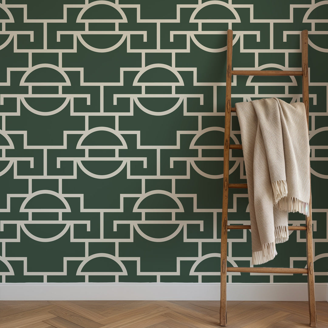 Vintage Lattice - Evergreen Wallpaper