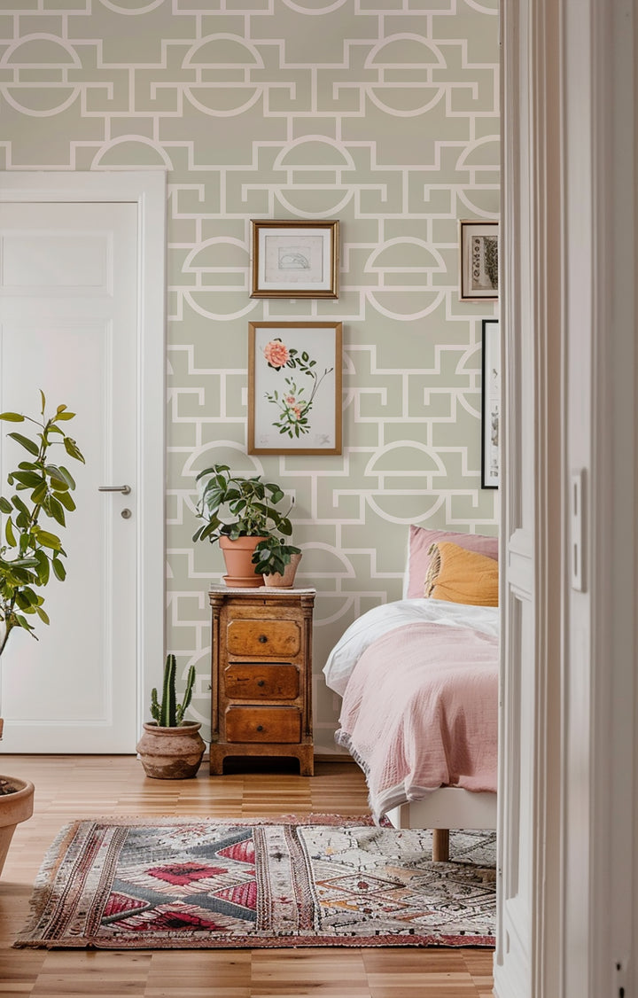 Vintage Lattice - Sea Pearl Wallpaper