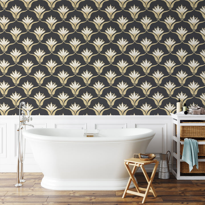 Wallflower - Black Yellow Wallpaper by Julianne Taylor Style