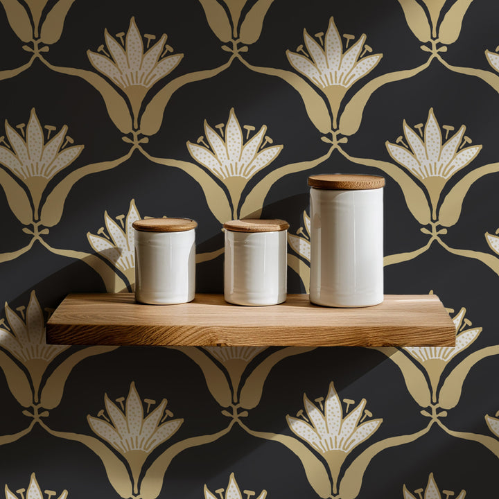 Wallflower - Black Yellow Wallpaper by Julianne Taylor Style
