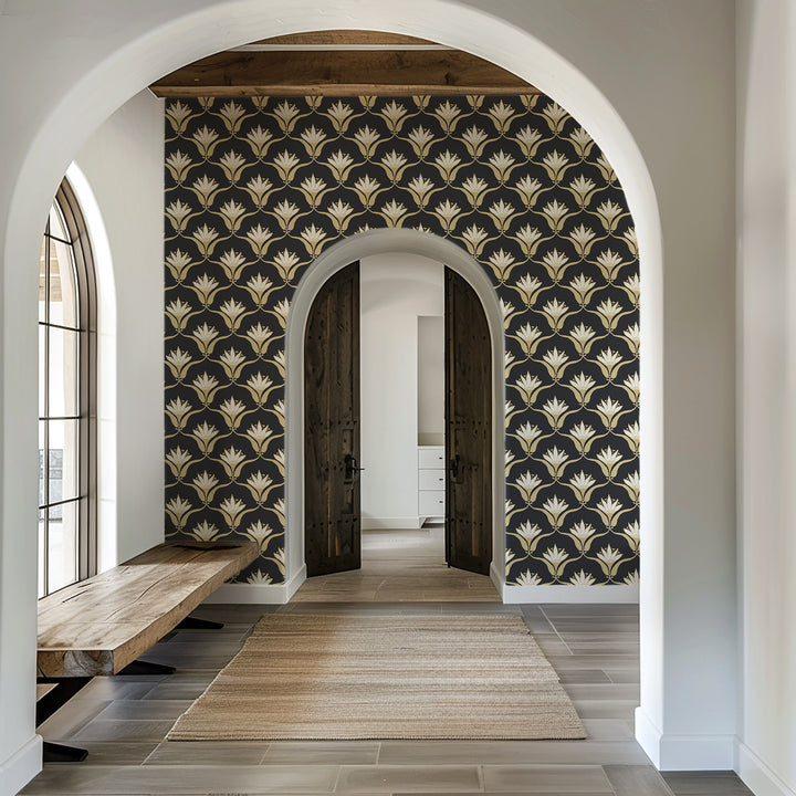 Wallflower - Black Yellow Wallpaper by Julianne Taylor Style