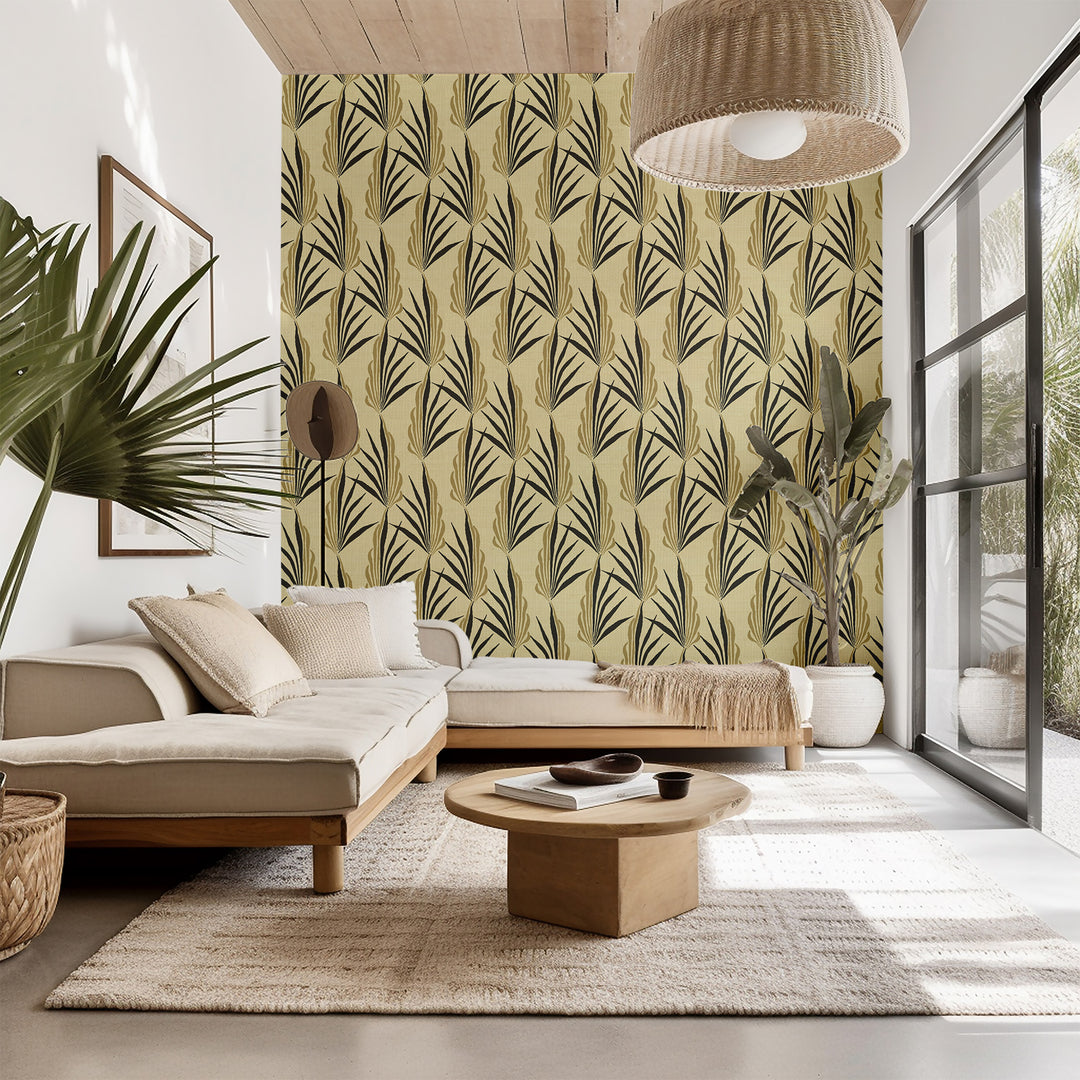 Areca Palm Pale Sun Grasscloth