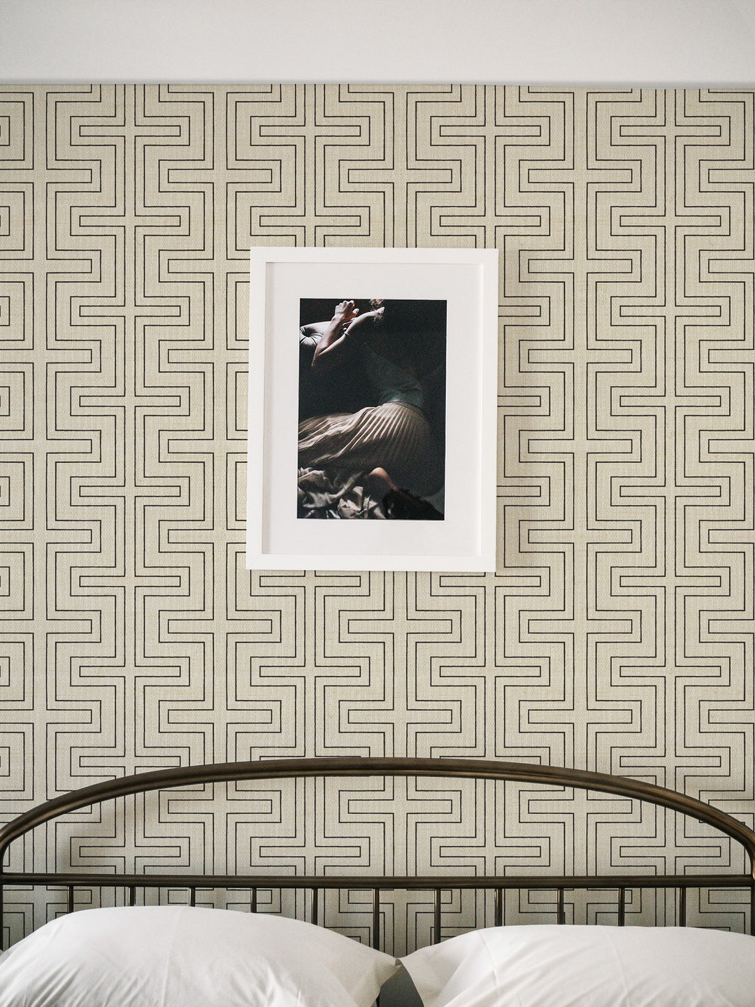 Halsted Geometric White Grasscloth