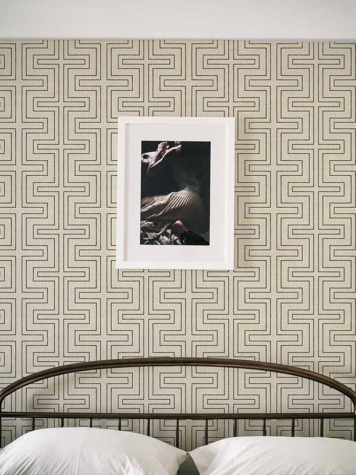 Halsted Geometric White Grasscloth