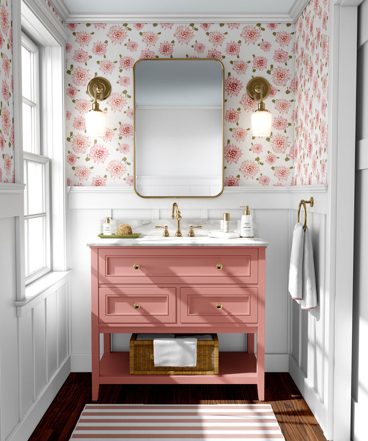 Fifty States Hydrangea - Blush Floral Wallpaper by Honey + Hank