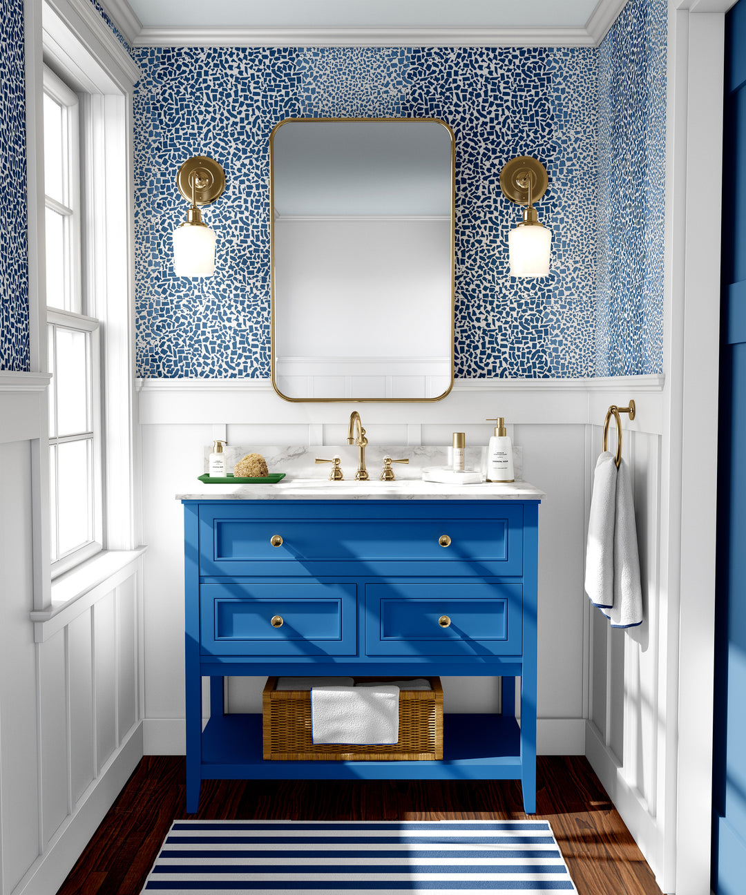 Fifty States Shagreen - Navy Wallpaper by Honey + Hank