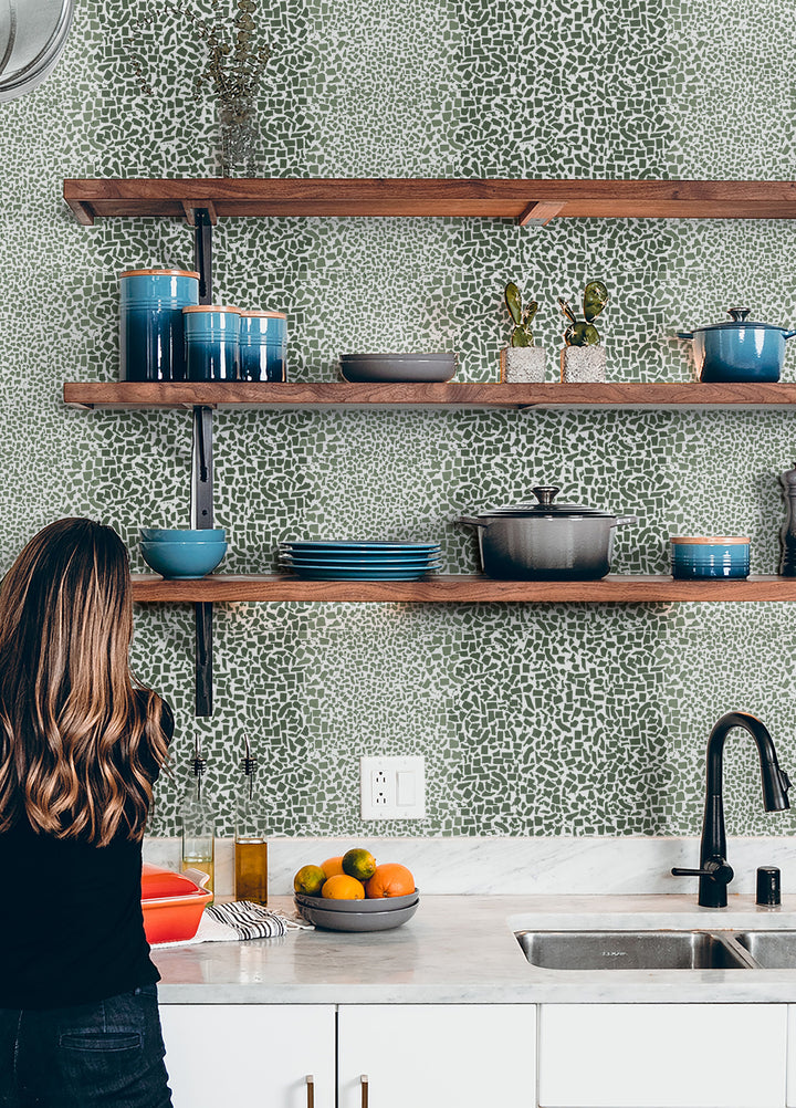 Fifty States Shagreen - Olive Wallpaper by Honey + Hank