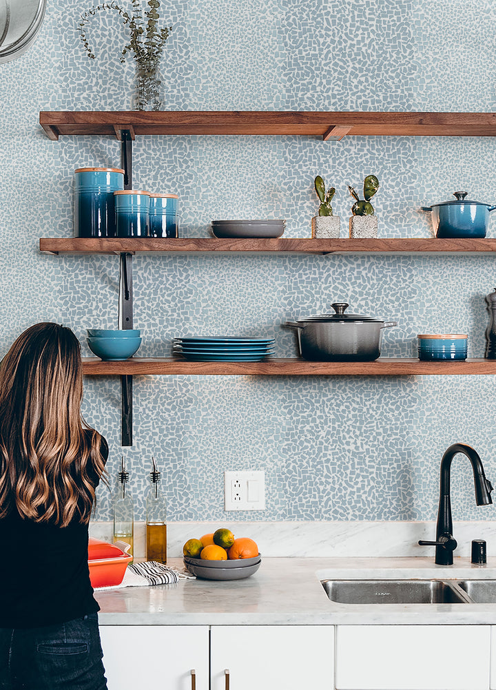 Fifty States Shagreen - Powder Blue Wallpaper by Honey + Hank