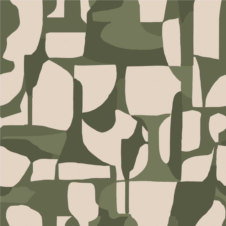 Abstract Attraction - Celery Olive Wallpaper by Blessed Little Bungalow
