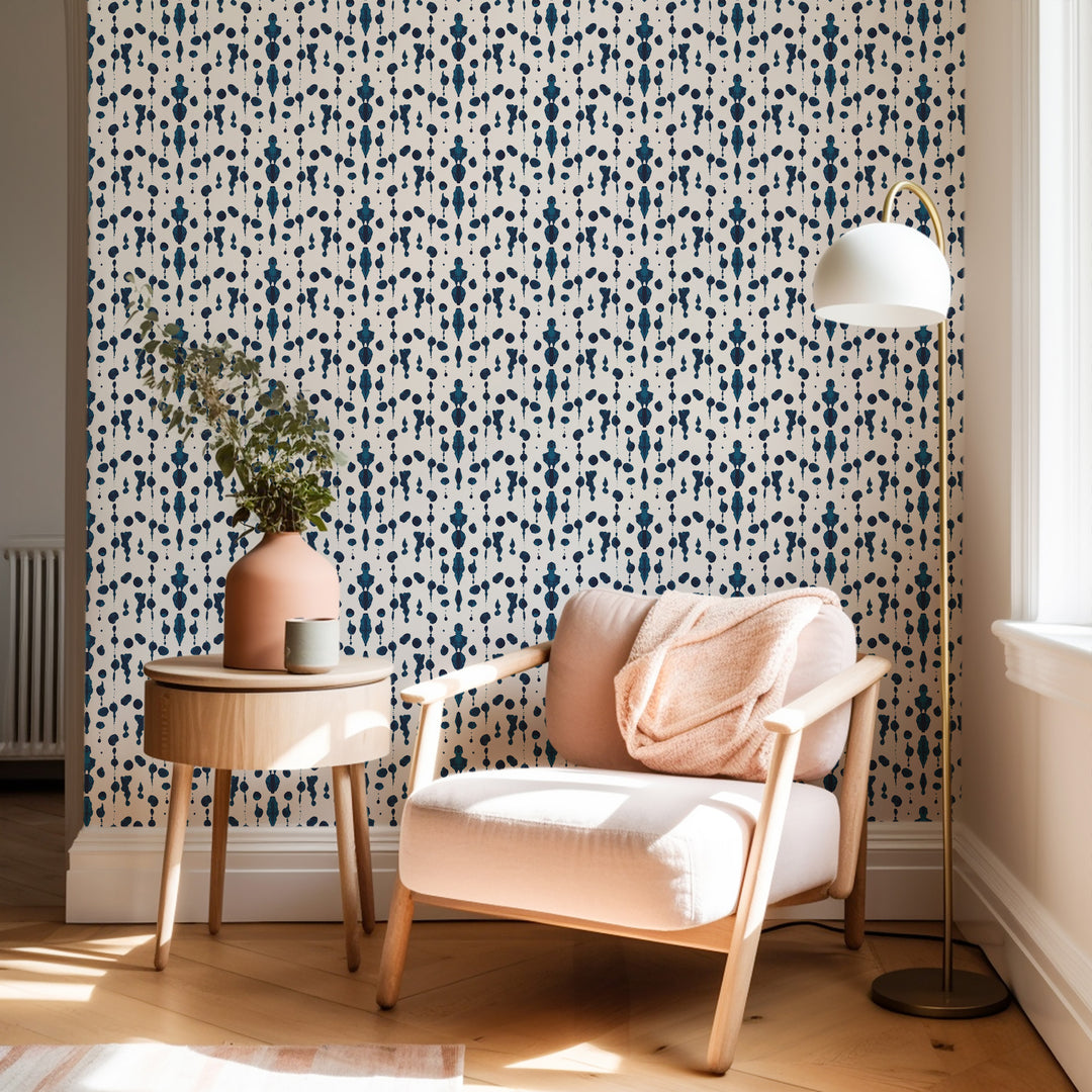 Abstract Ink - Blue Wallpaper by Bohemian Bungalow