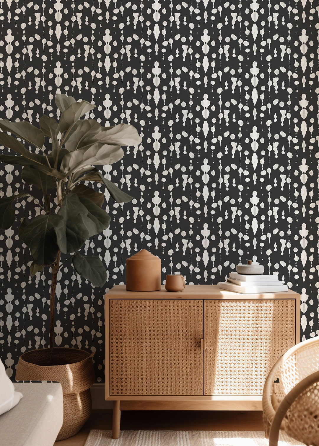 Abstract Ink - White On Black Wallpaper by Bohemian Bungalow