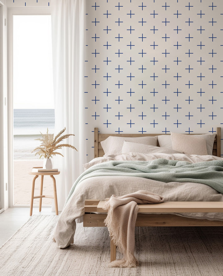 Addition Large - Yves Blue Geometric Wallpaper by Mrs. Paranjape