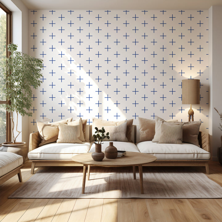 Addition Large - Yves Blue Geometric Wallpaper by Mrs. Paranjape