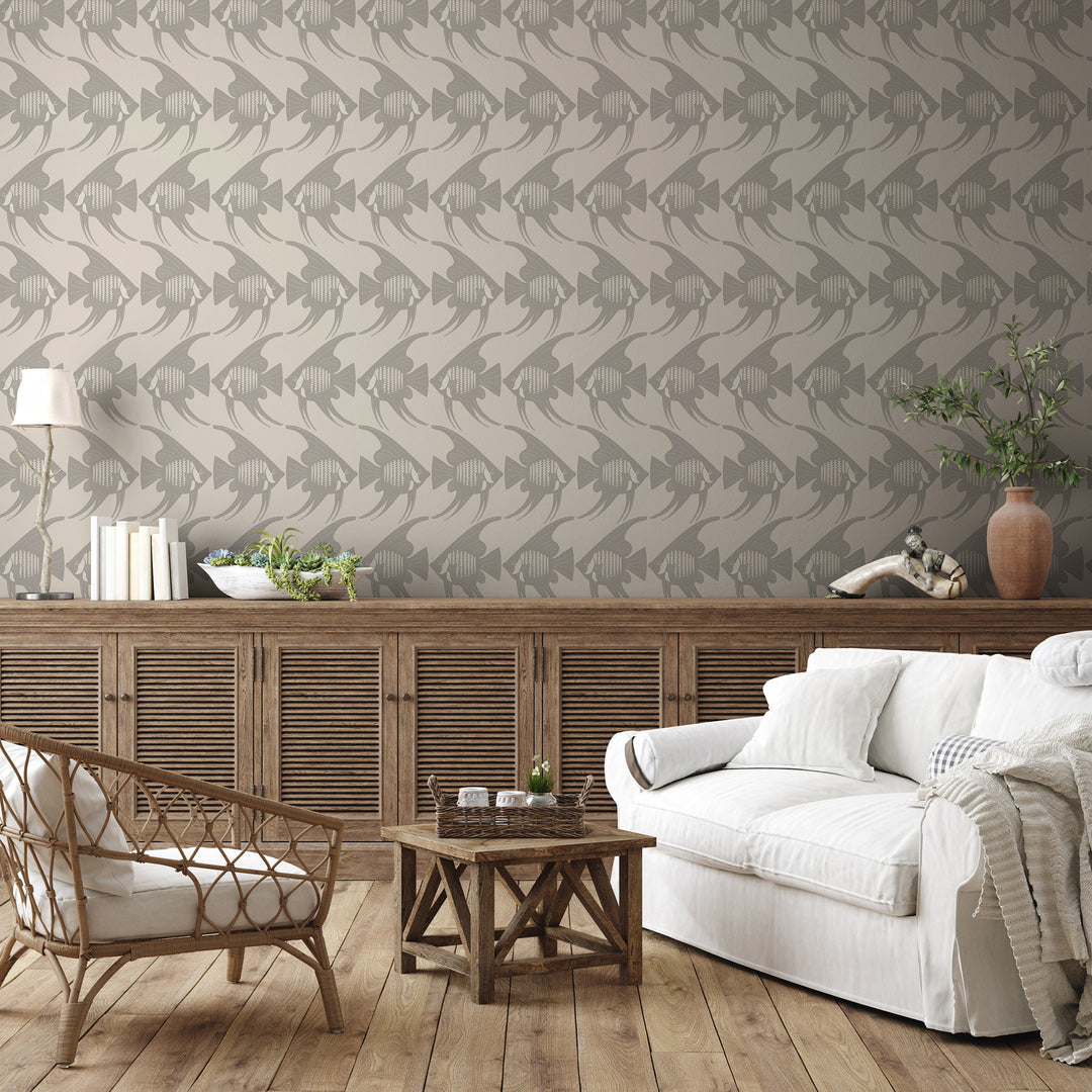 Angel Fish - Taupe Wallpaper