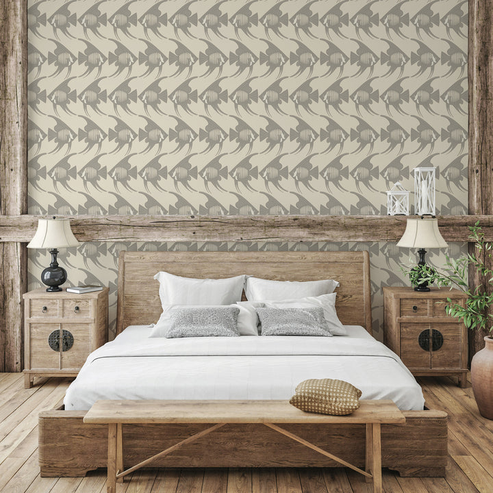Angel Fish - Taupe Wallpaper