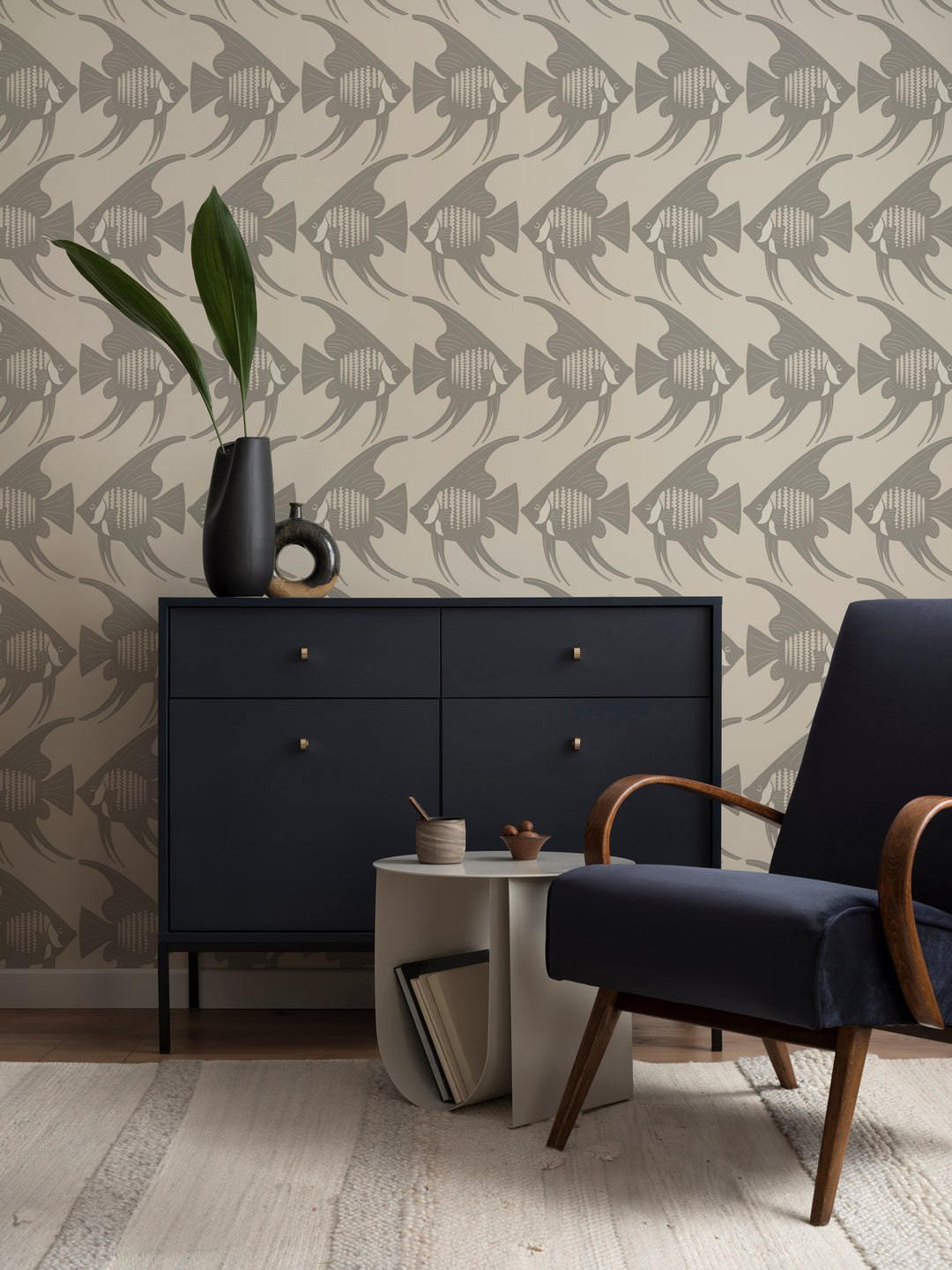 Angel Fish - Taupe Wallpaper