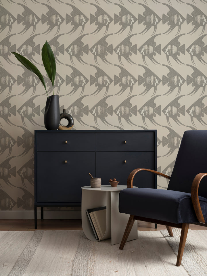 Angel Fish - Taupe Wallpaper