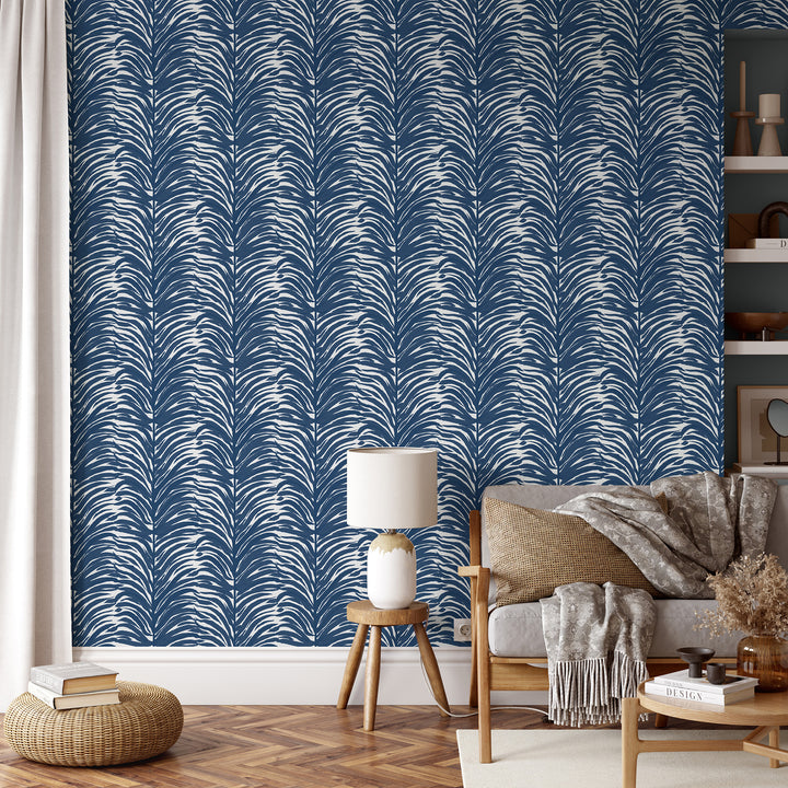 Deco Fern - Marine Floral Wallpaper by Bohemian Bungalow