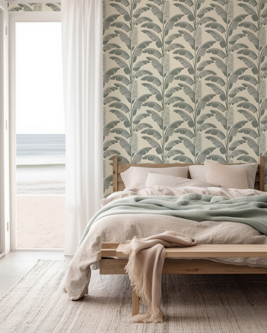 Banana Leaf - Sage Gray Wallpaper