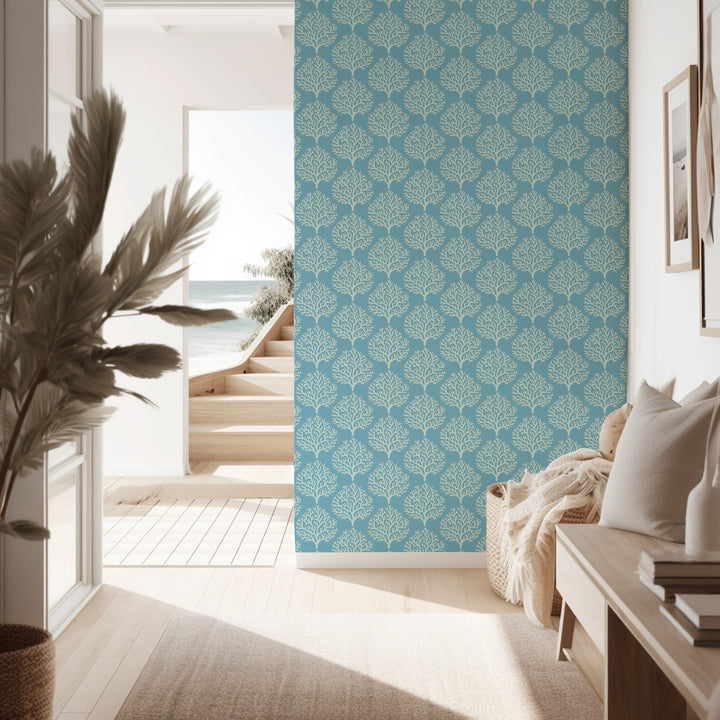 Beach Coral - Sanibel Blue Wallpaper