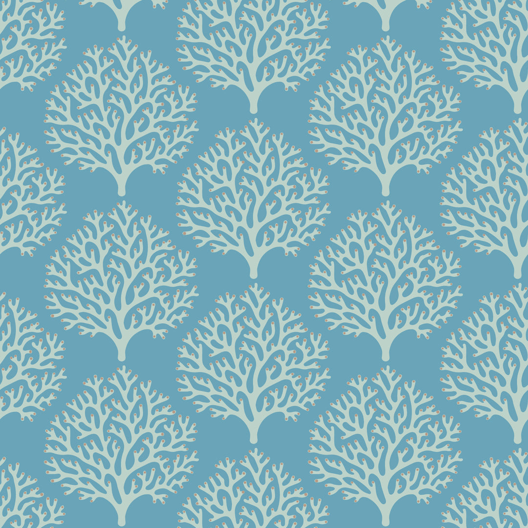 Beach Coral - Sanibel Blue Wallpaper