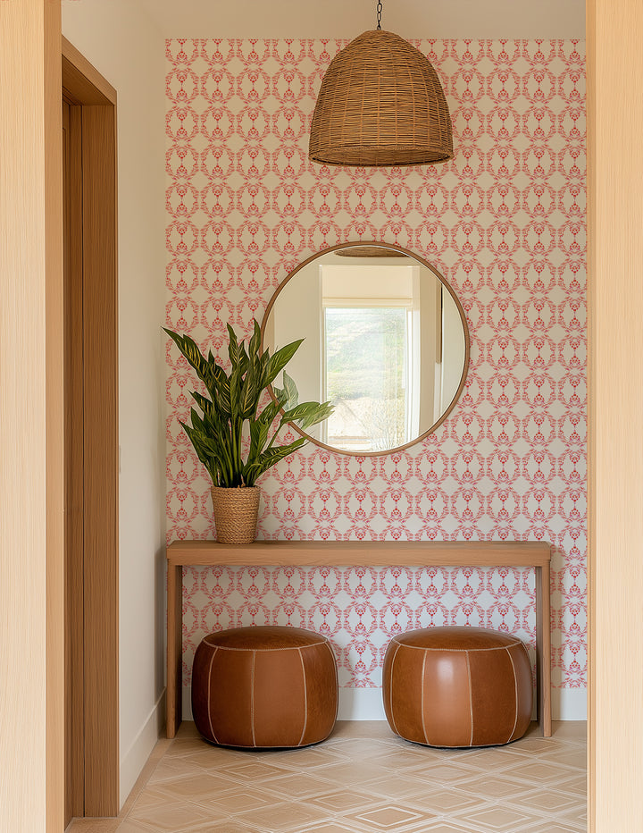 Beverly Link - Coral Wallpaper by The Blush Label