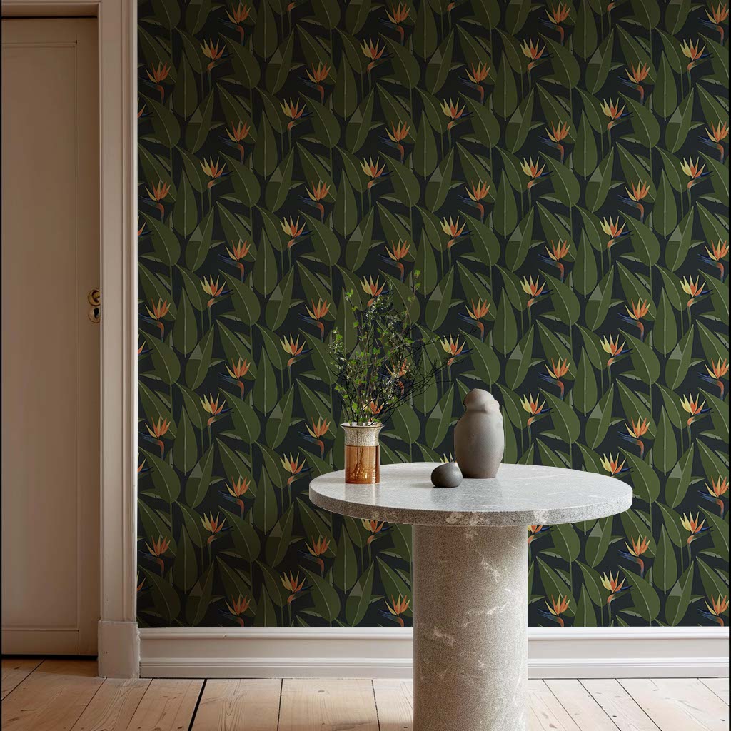Birds of Paradise - Black Wallpaper
