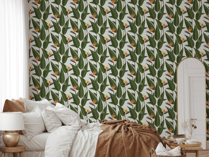 Birds of Paradise - White Wallpaper