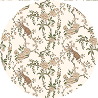 Floral Bird Toile - Cream Wallpaper