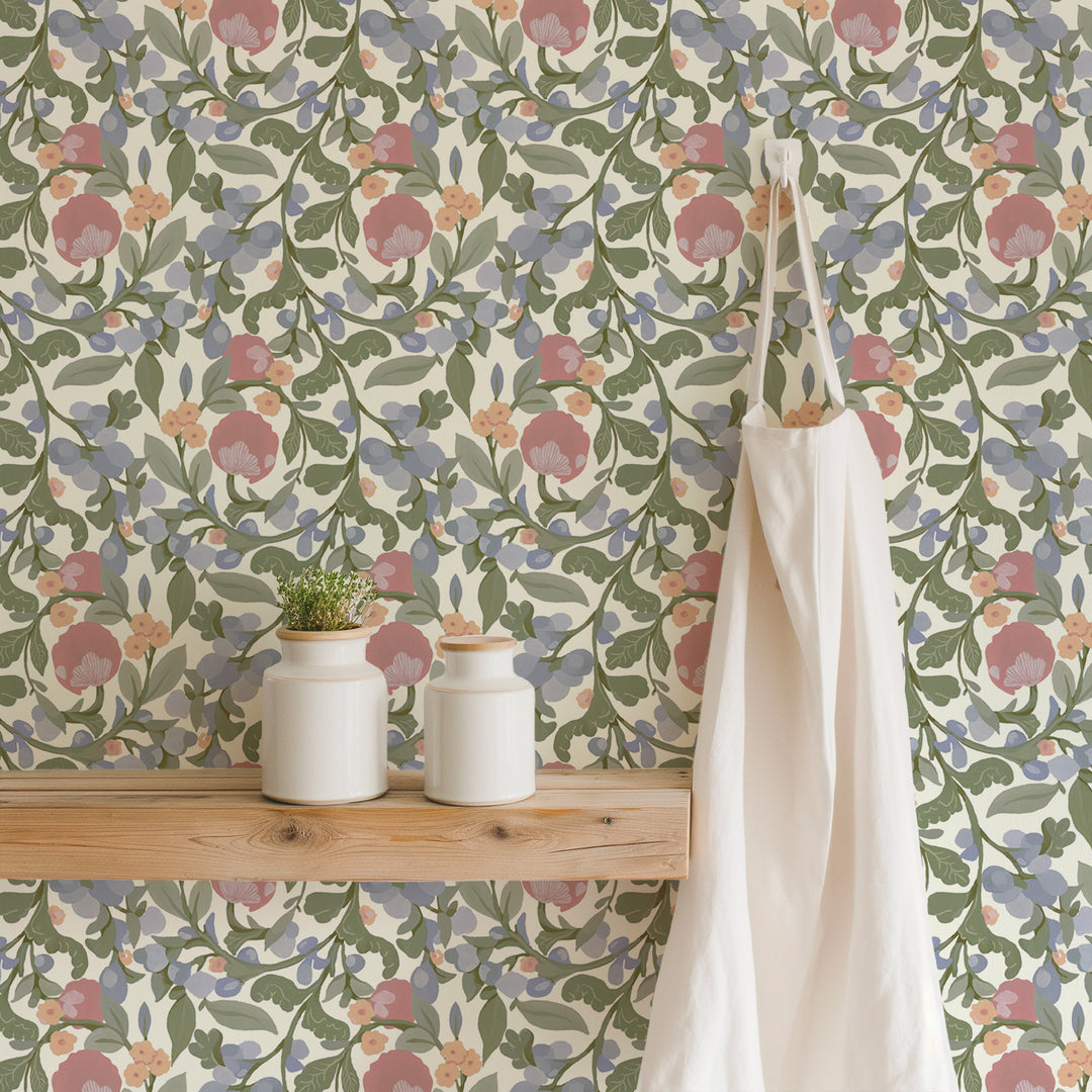 Budding Grove - Spring Blossom Floral Wallpaper