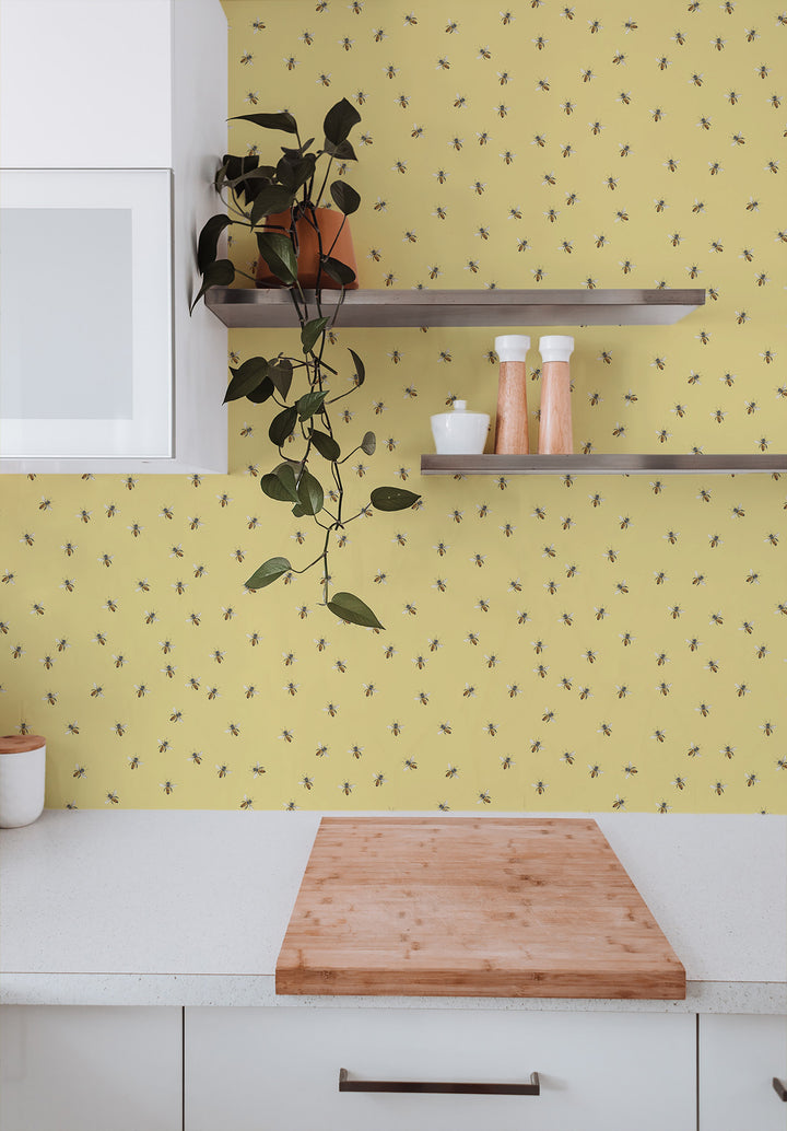 Bee - Gold Wallpaper by Cara's Garden